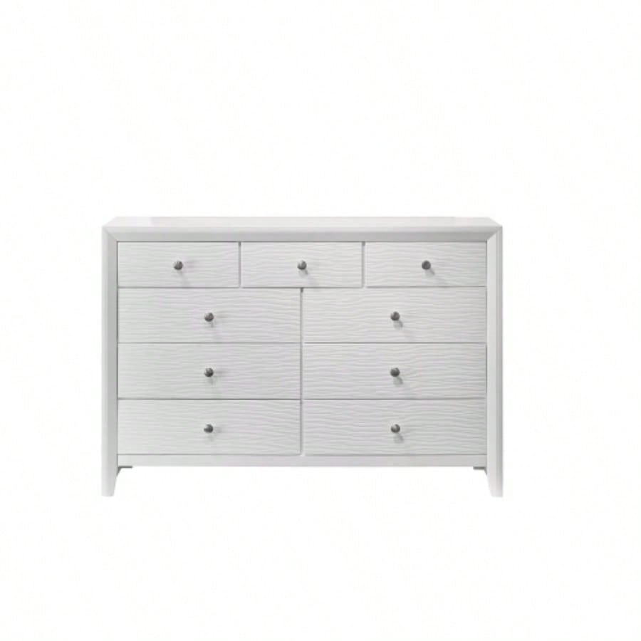 1pc Contemporary Modern 5 - Drawer Chest White Round Knobs Bedroom Living Room Wooden Furniture