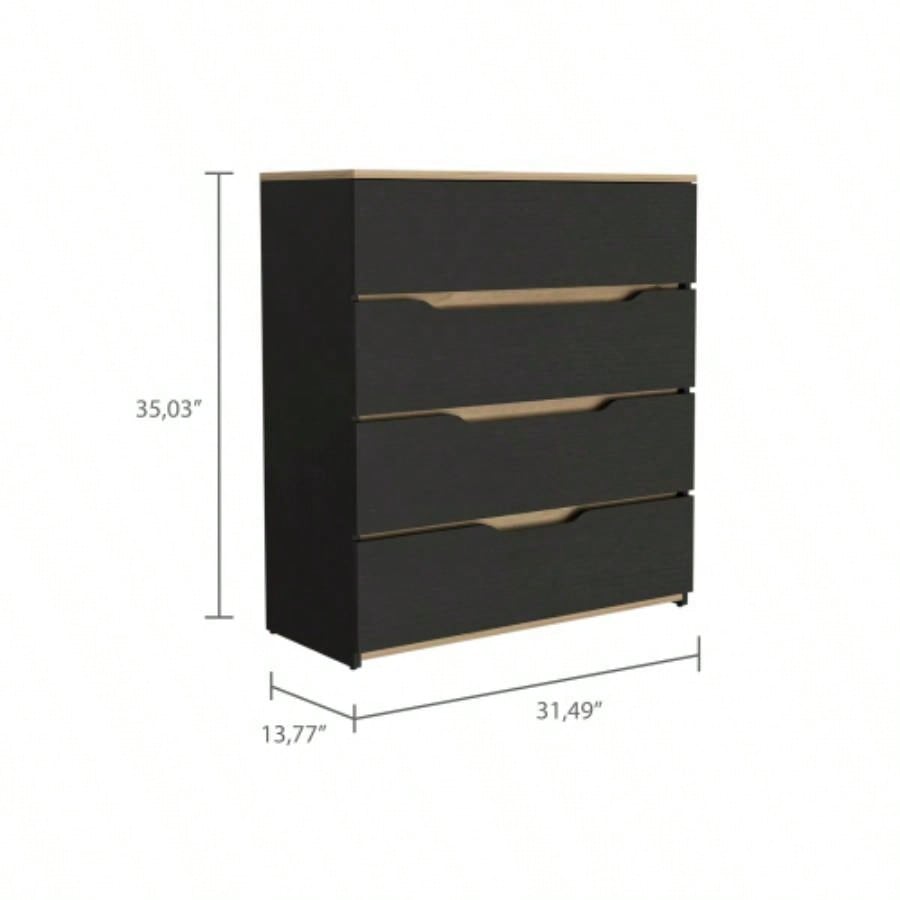 Lynbrook 4 - Drawer Dresser Black Wengue and Light Oak
