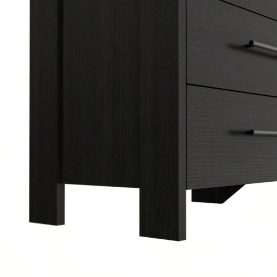 Double Dresser, Four, 6 Drawer, Superior Top, Black