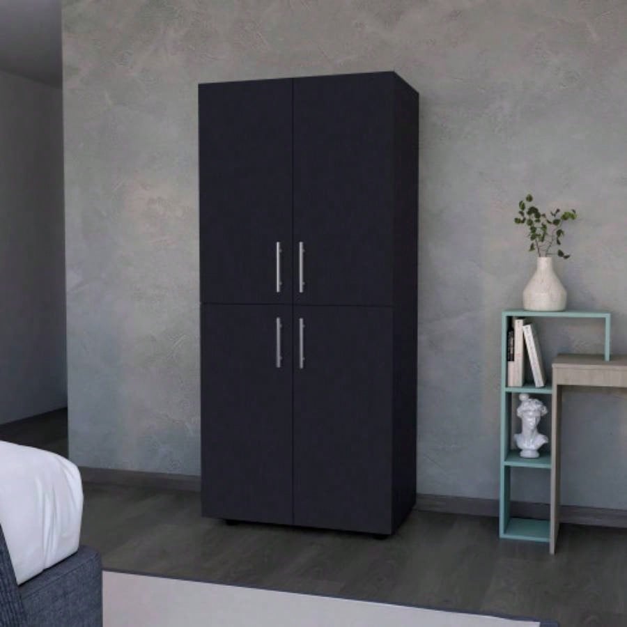 Melamine Armoire with 2 Doors & Shelves - Storage Cabinet