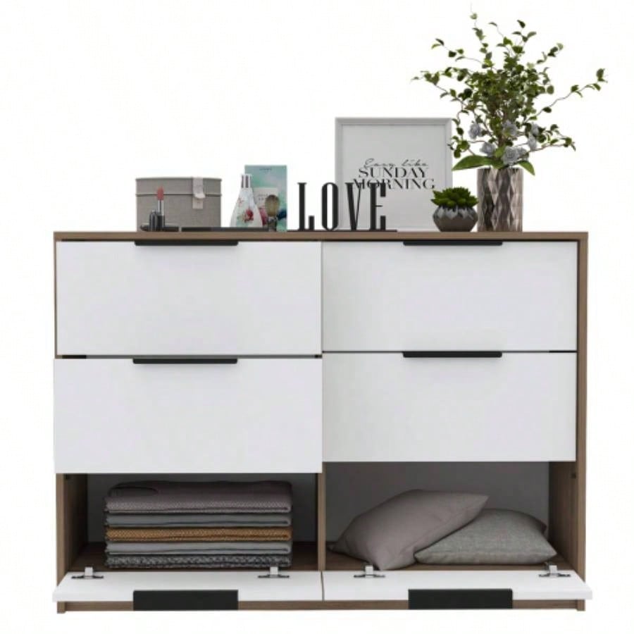 4 Drawer Double Dresser Maryland, Bedroom, Pine/ White