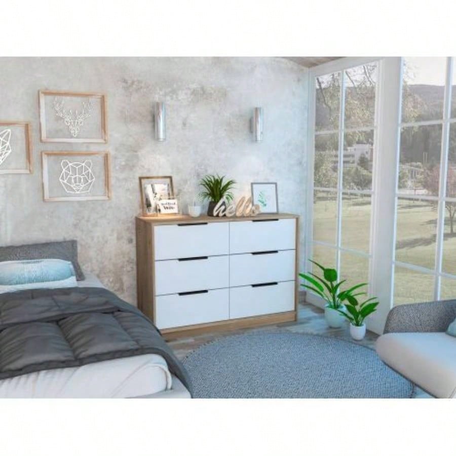 4 Drawer Double Dresser Maryland, Bedroom, Pine/ White