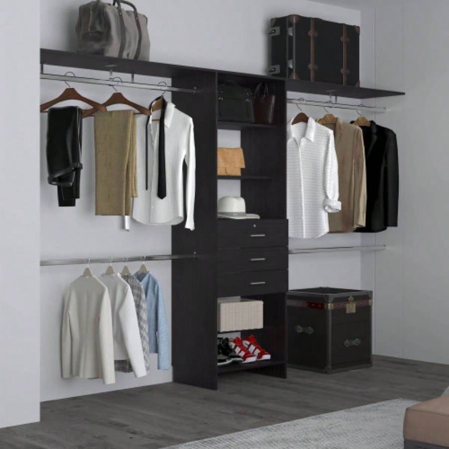 Closet System, 3 Drawers, 5 Shelves