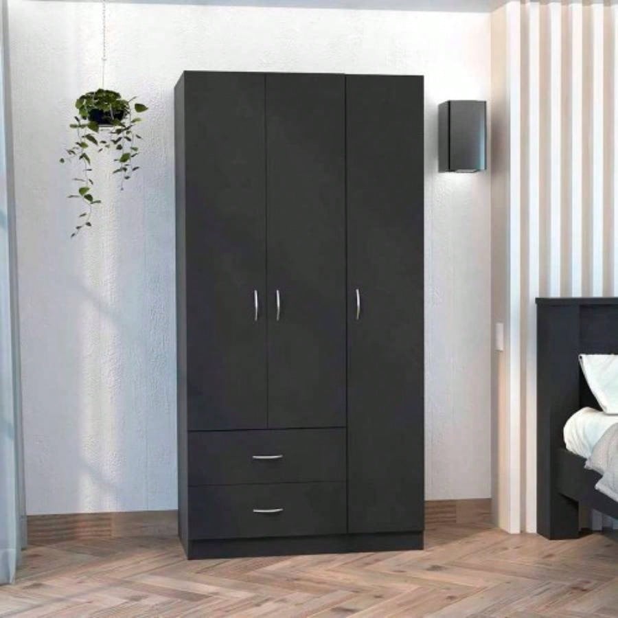 Three Door Armoire Clark, Bedroom, Black