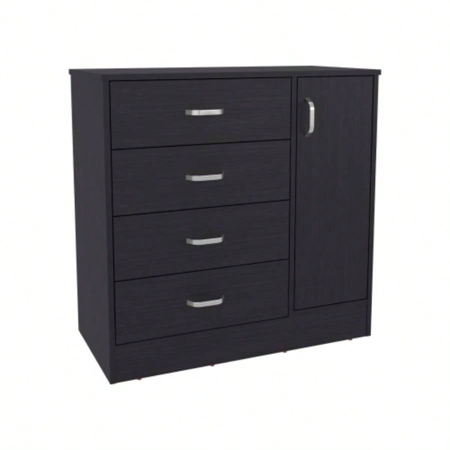 Dresser, 1 Door, 4 Drawers, 2 Shelves, Black Wengue