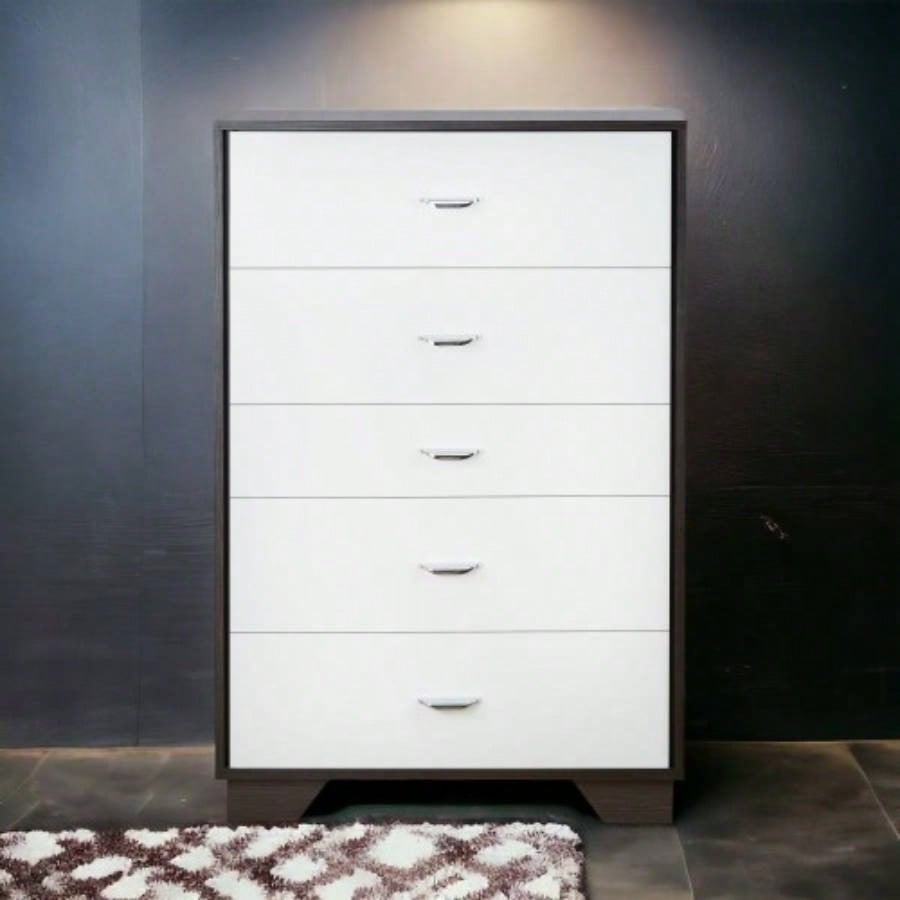 White and Espresso 5 - Drawer Chest