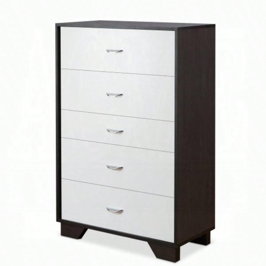 White and Espresso 5 - Drawer Chest