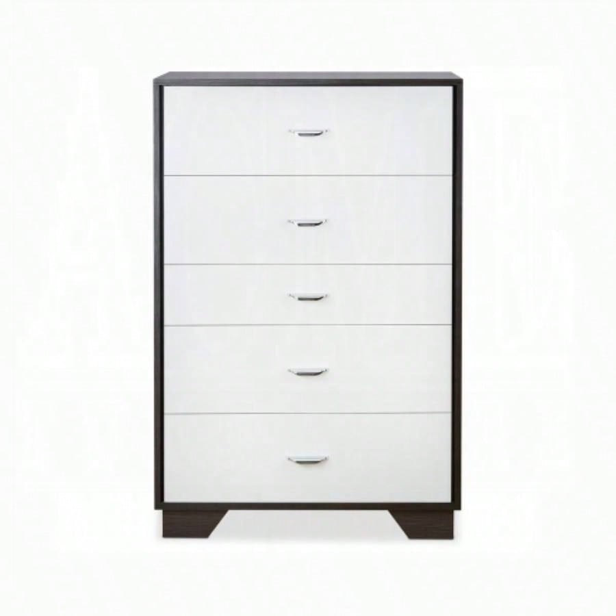 White and Espresso 5 - Drawer Chest