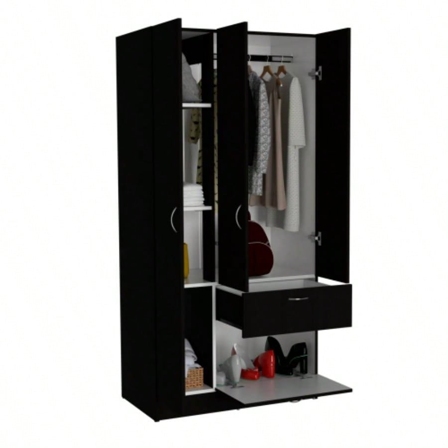 Armoire, Bedroom, Black/ White