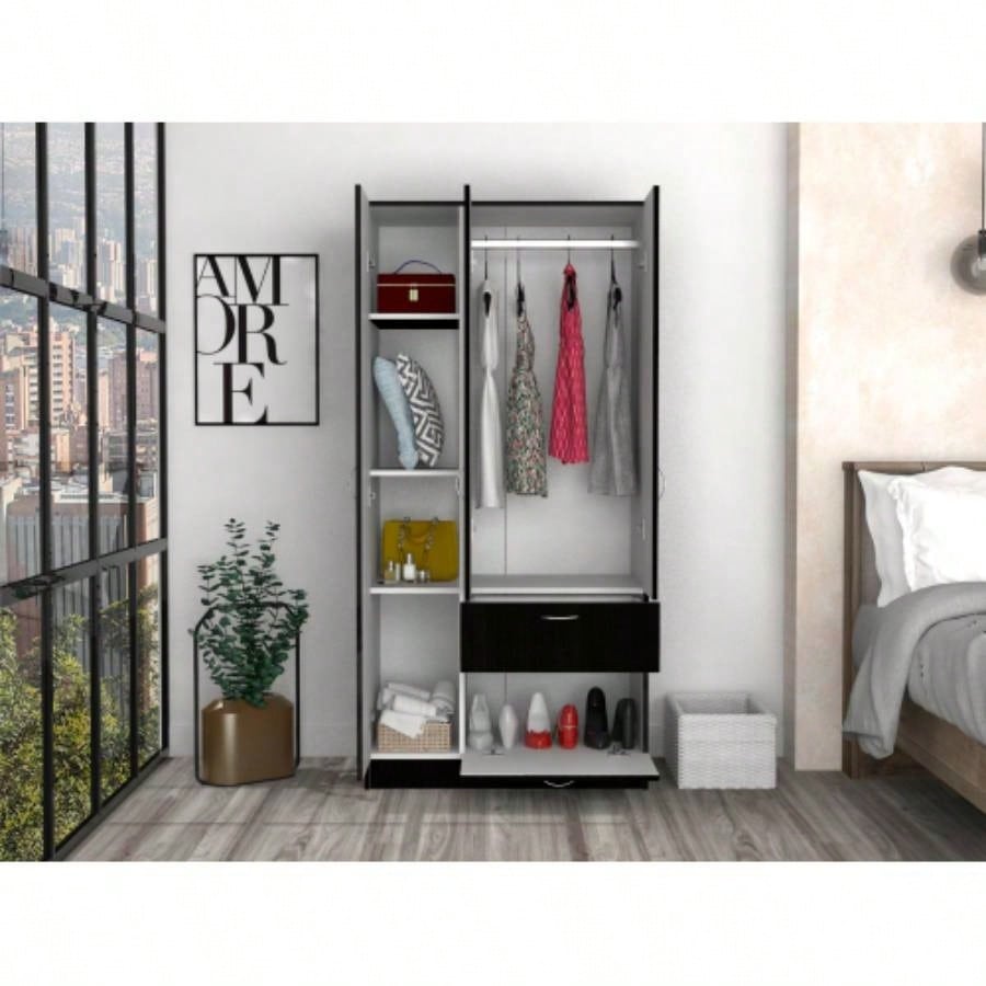 Armoire, Bedroom, Black/ White