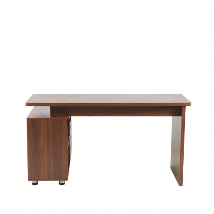 55.1L, Walnut Home Office L - Shaped Executive Desk, Height Adjustable Desk with Storage Drawers and Cabinet