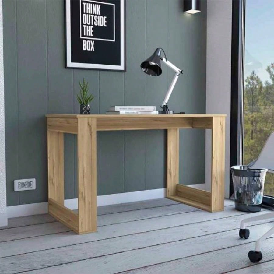 Writing Desk with Ample Workstation and Sturdy, Light Oak