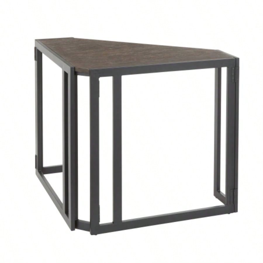 Roman Industrial Corner Desk in Black Metal and Espresso by LumiSource