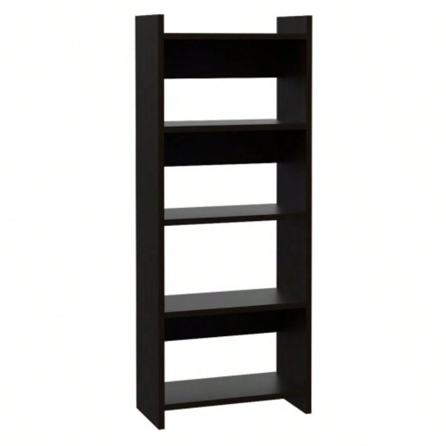 Home Office Set, Two Parts Set, One Drawer, Desktop, Keyboard Tray, Stand, Five Shelves, Black