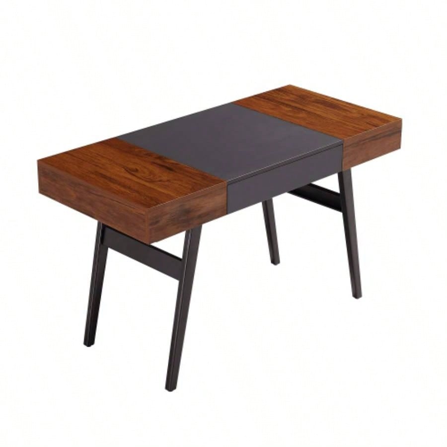 Techni Mobili Writing Desk - Dual Side Pull - Out Front Drawer - Coated Steel Frame - Mahogany