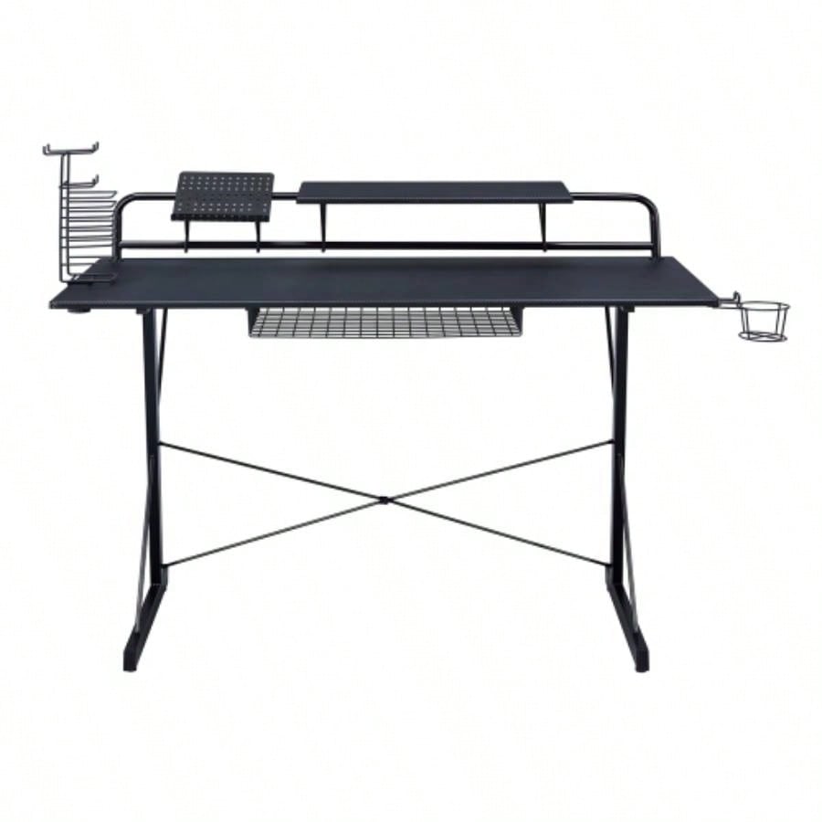 Techni Sport TS - 200 Carbon Computer Gaming Desk with Shelving, Black