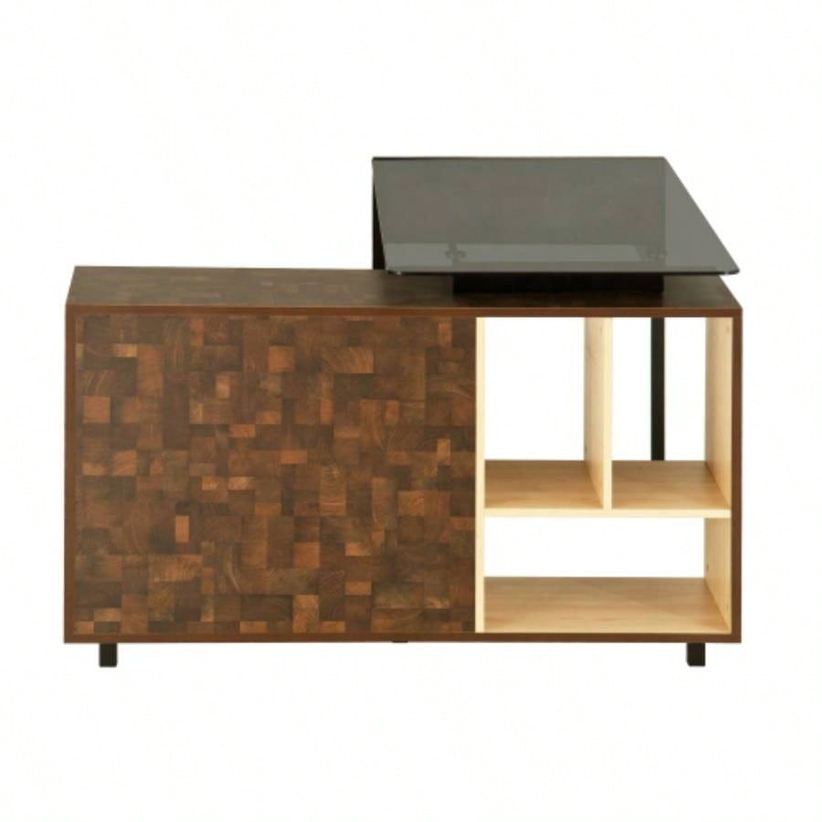 Techni Mobili L - Shape Corner Desk with Multiple Storage, Oak