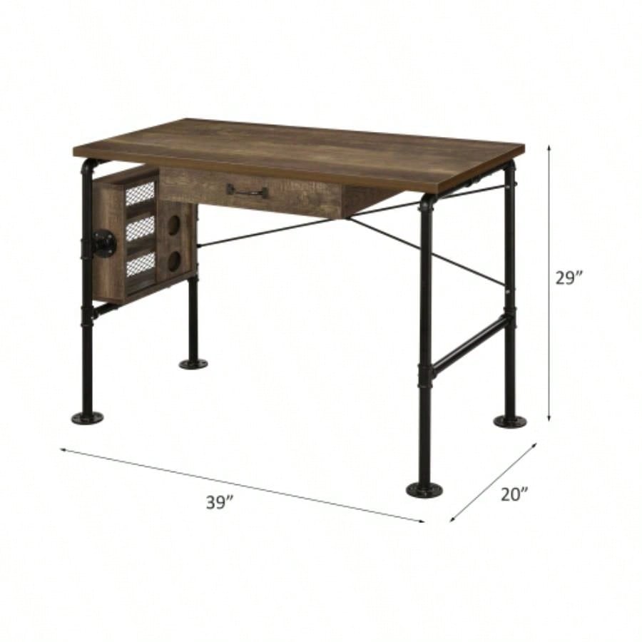 Endang Weathered Oak Black Writing Desk