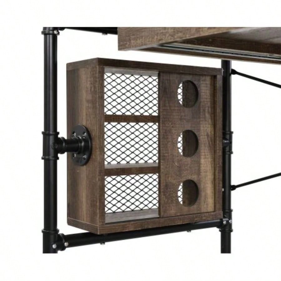 Endang Weathered Oak Black Writing Desk