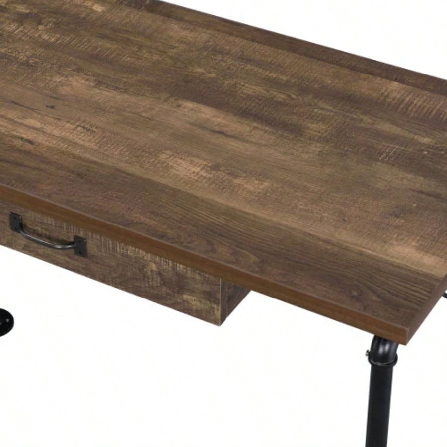 Endang Weathered Oak Black Writing Desk
