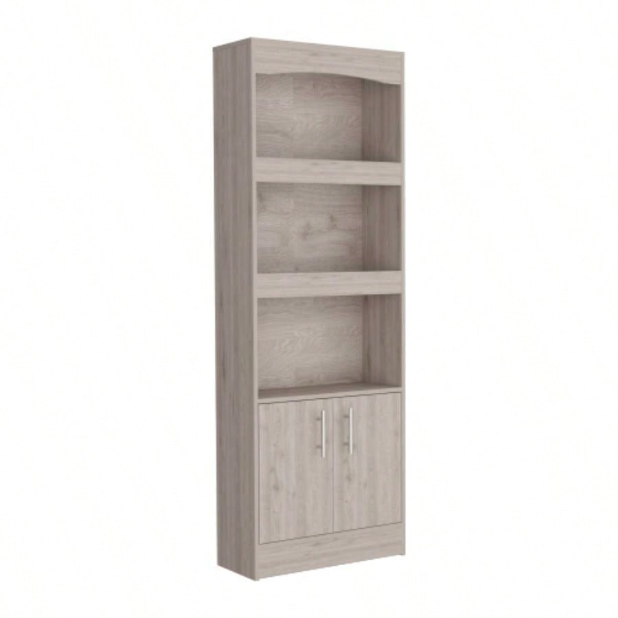 2 Piece Office Set, Dozza Bookcase+ Desk, Light Gray