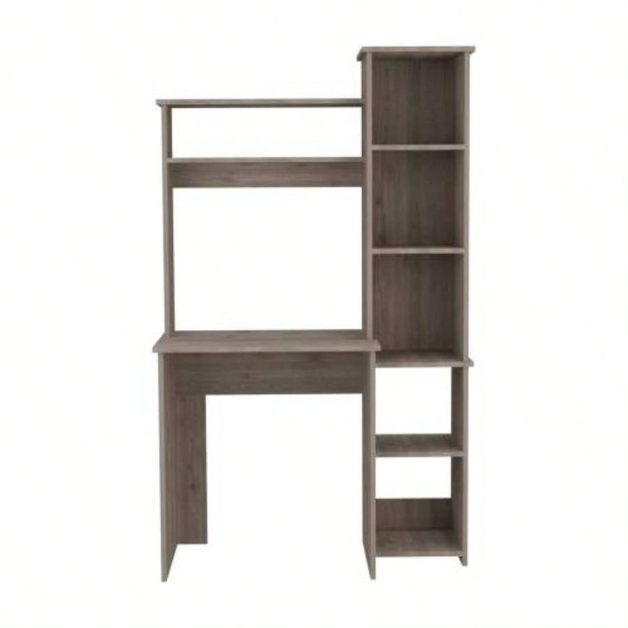 2 Piece Office Set, Dozza Bookcase+ Desk, Light Gray