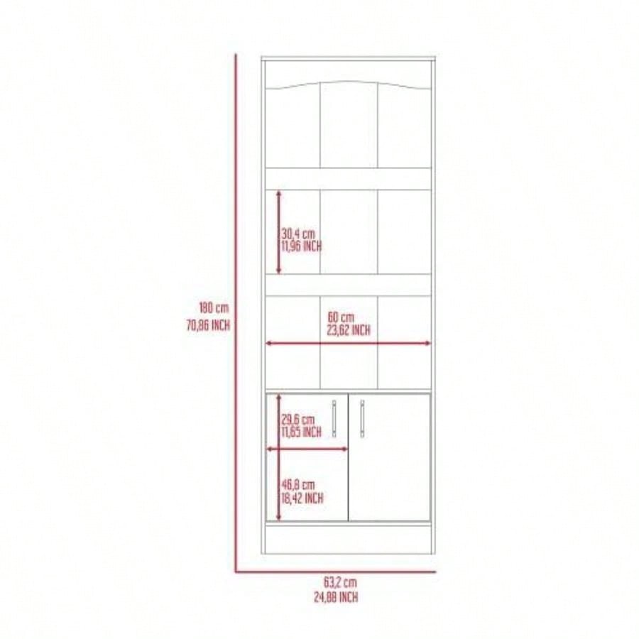 2 Piece Office Set, Dozza Bookcase+ Desk, Light Gray