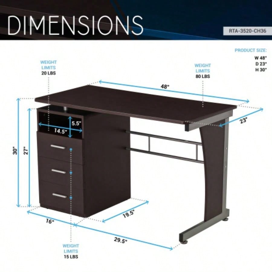 Techni Mobili Computer Desk with Ample Storage