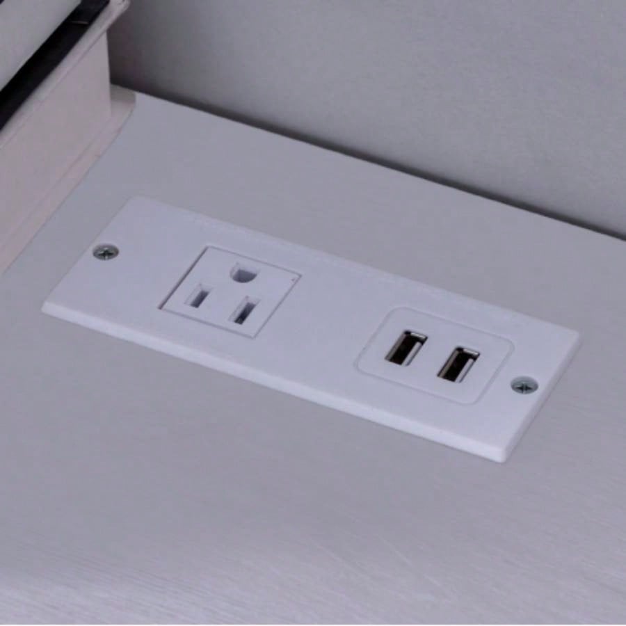 Home office writing desk Ground outlet USB - A ports finished on back Wooden leg frame