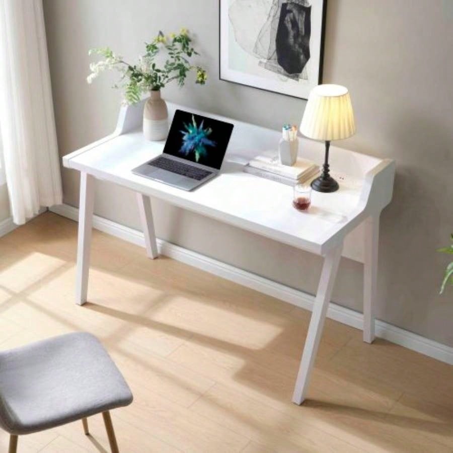 Home office writing desk Ground outlet USB - A ports finished on back Wooden leg frame