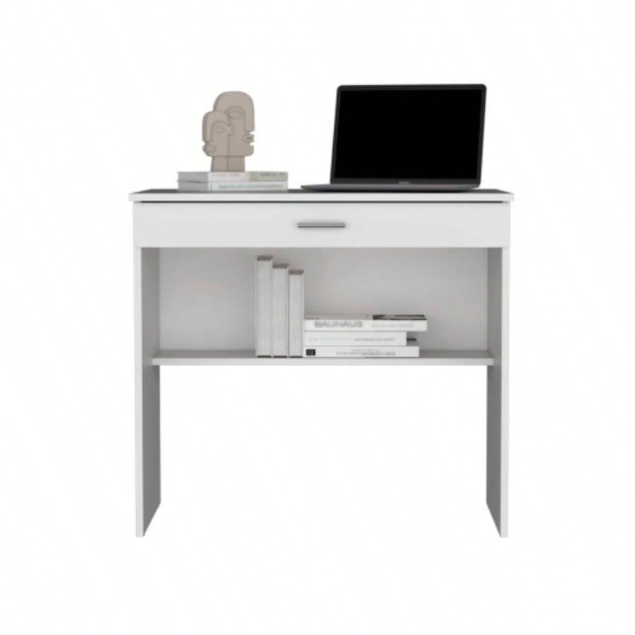 Montana Storage Desk, Spacious Stylish with Drawer and Shelf, White