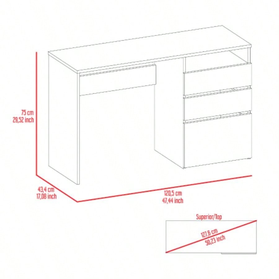 Kenai 3 Drawers Computer Desk, One Shelf, Black