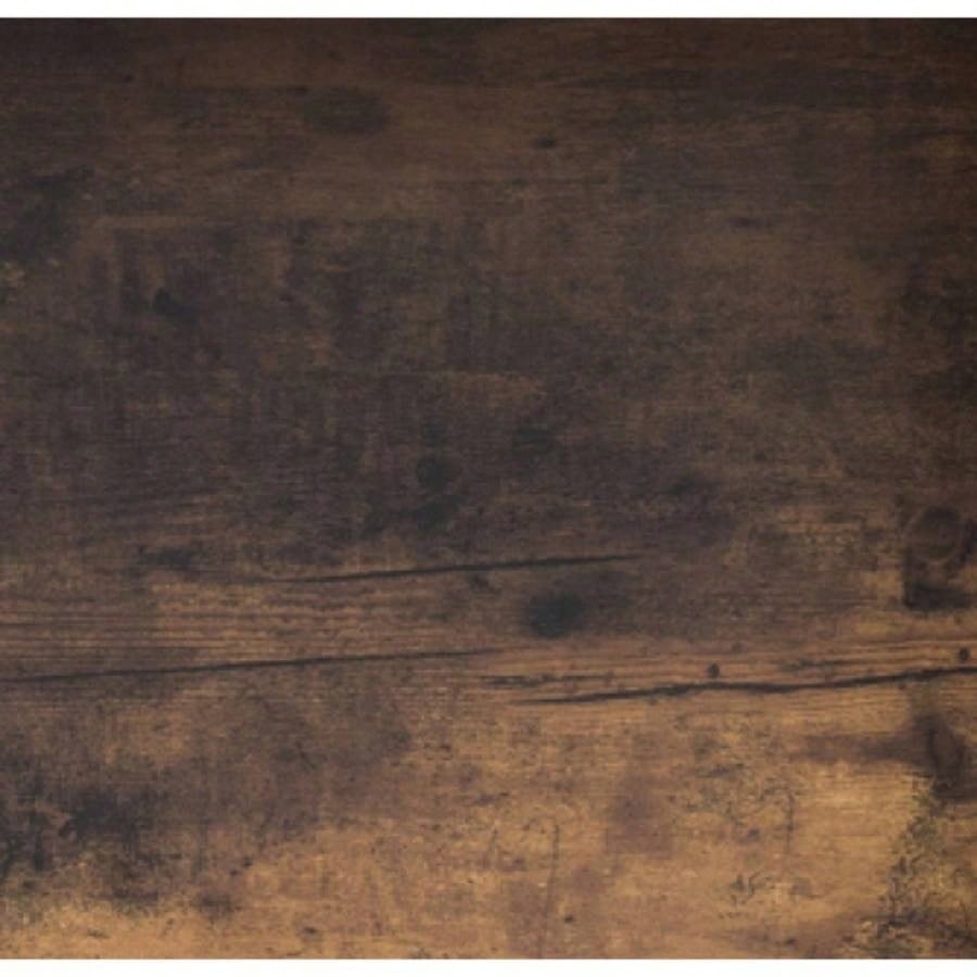 Home Office Desk Distressed Wood One Cabinet Three Shelves Faux Barn Door on Metal Euro Hinges Modesty Panel