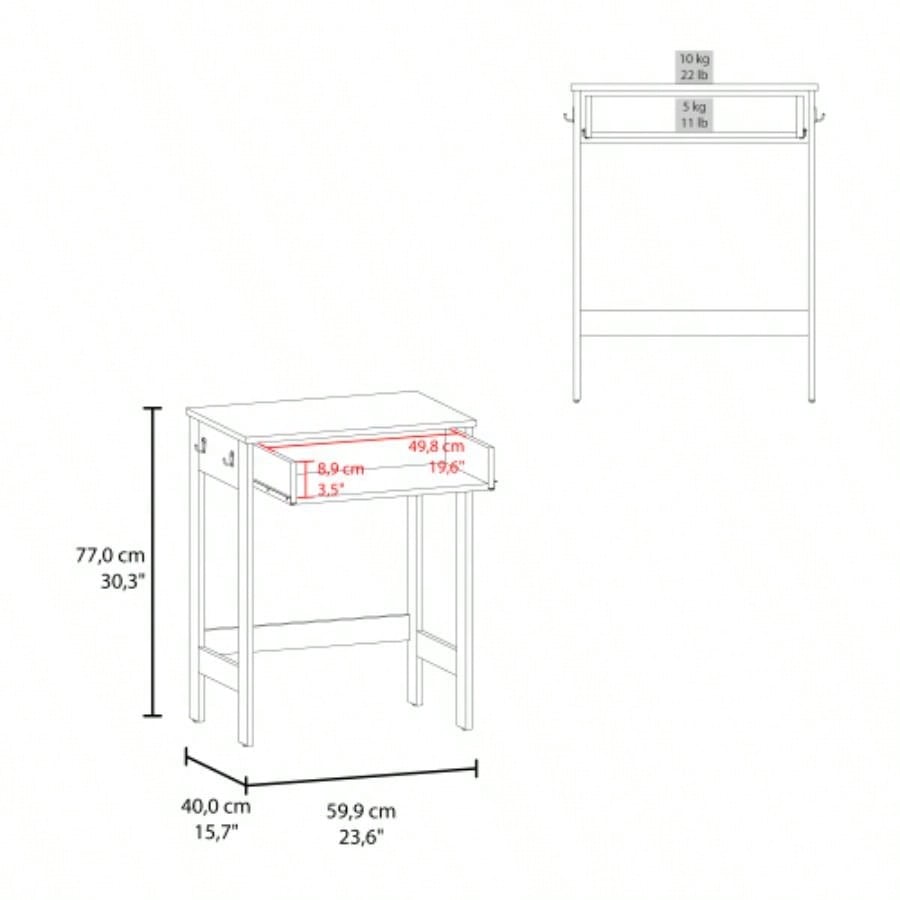 Computer Desk, 1 Drawer, 4, Natural Oak