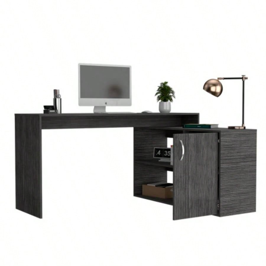 L - Shaped Desk Desti, Office, Smokey Oak