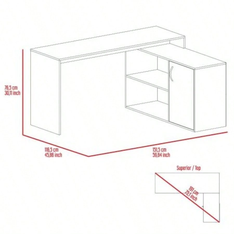 L - Shaped Desk Desti, Office, Light Gray