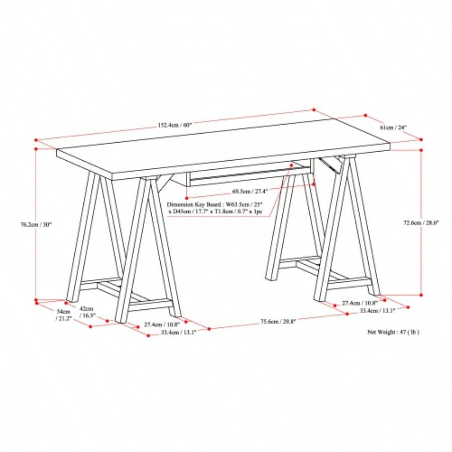 Sawhorse - Desk - Dark Chestnut Brown
