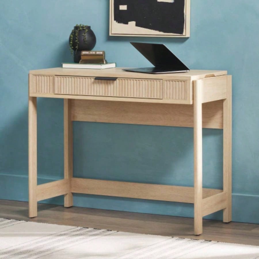 Transitional Reeded Lift - Top Desk with Drawer - Oak