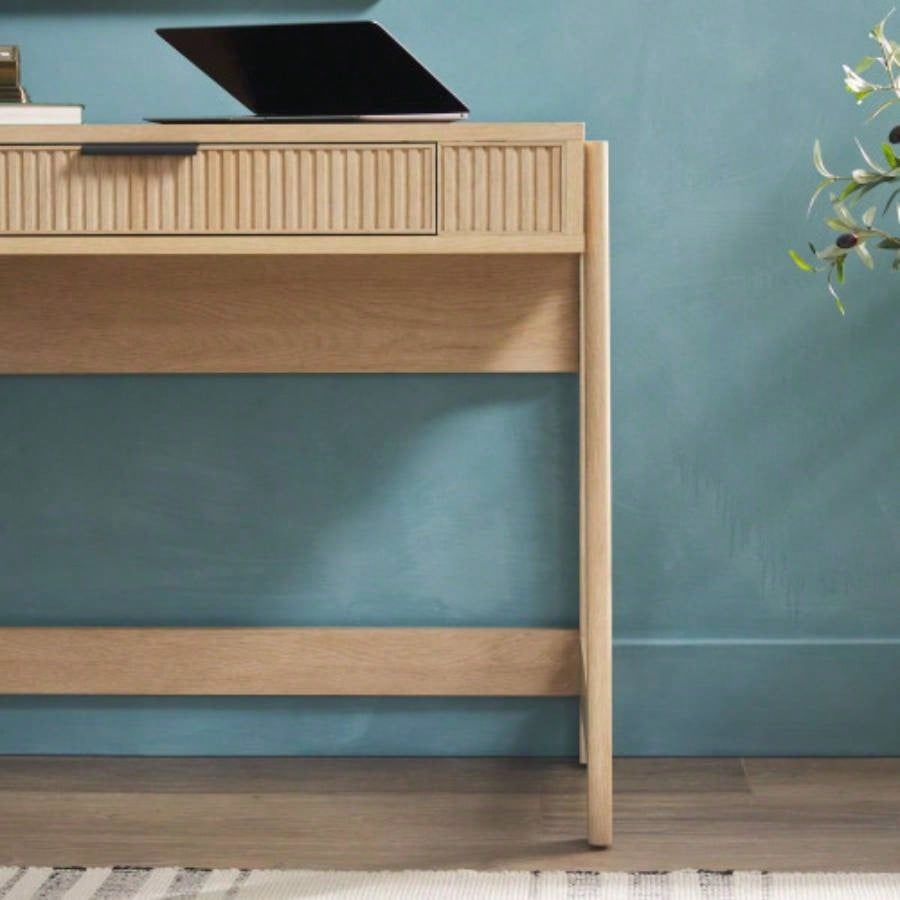Transitional Reeded Lift - Top Desk with Drawer - Oak