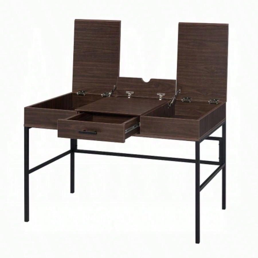 Oak and Black 1 - Drawer Writing Desk with USB Port