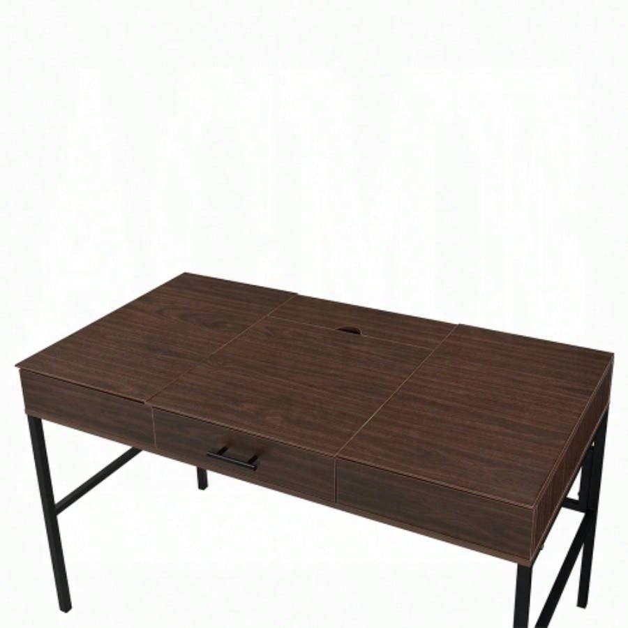 Oak and Black 1 - Drawer Writing Desk with USB Port