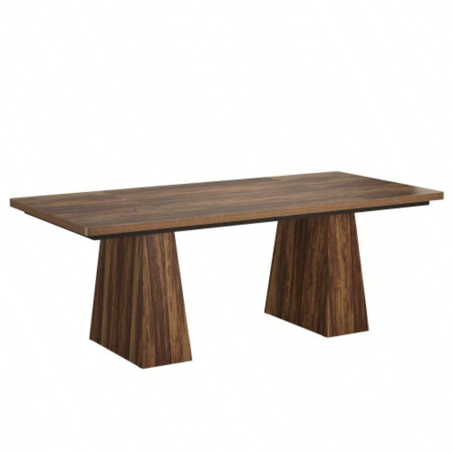 63 Modern Executive Desk, Large Home Office Computer Workstation with Sturdy Double Pedestal Base, Elegant Study Writing Table Business Gaming, Rustic Brown