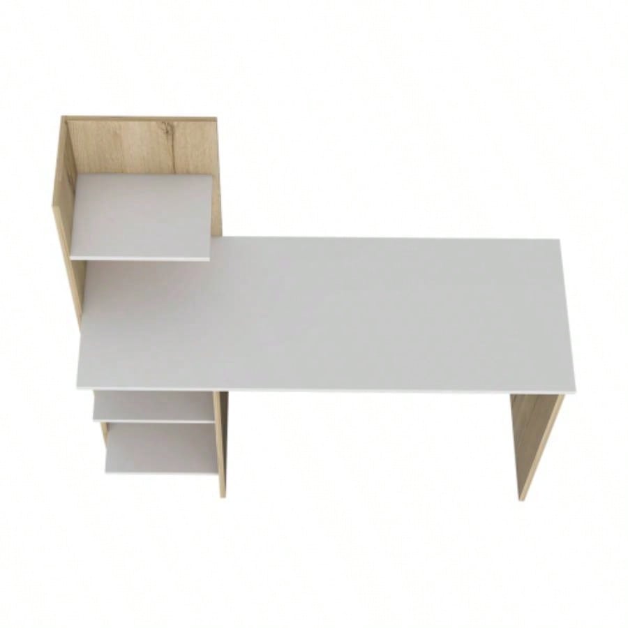 Writing Desk, Four Shelves, White/ Pine