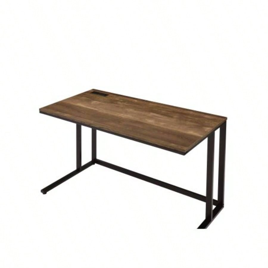 Walnut and Black Writing Desk with USB Port