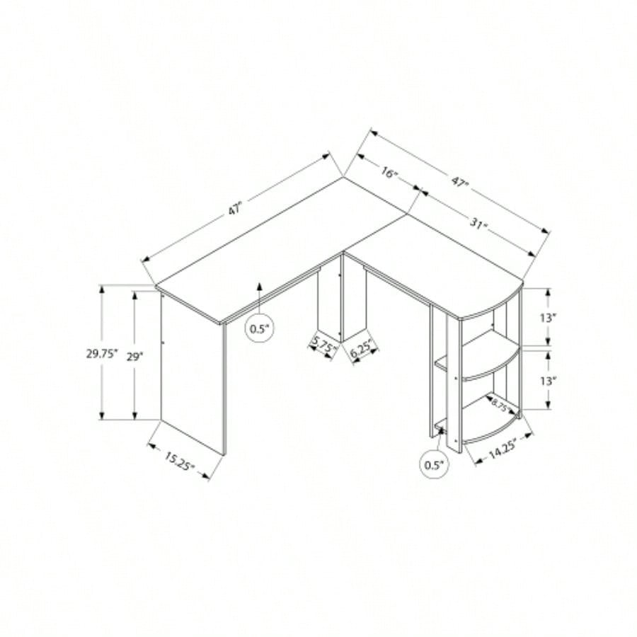 Computer Desk, Home Office, Corner, Storage Shelves, 48l, L Shape, Work, Laptop, Brown Laminate, Contemporary, Modern