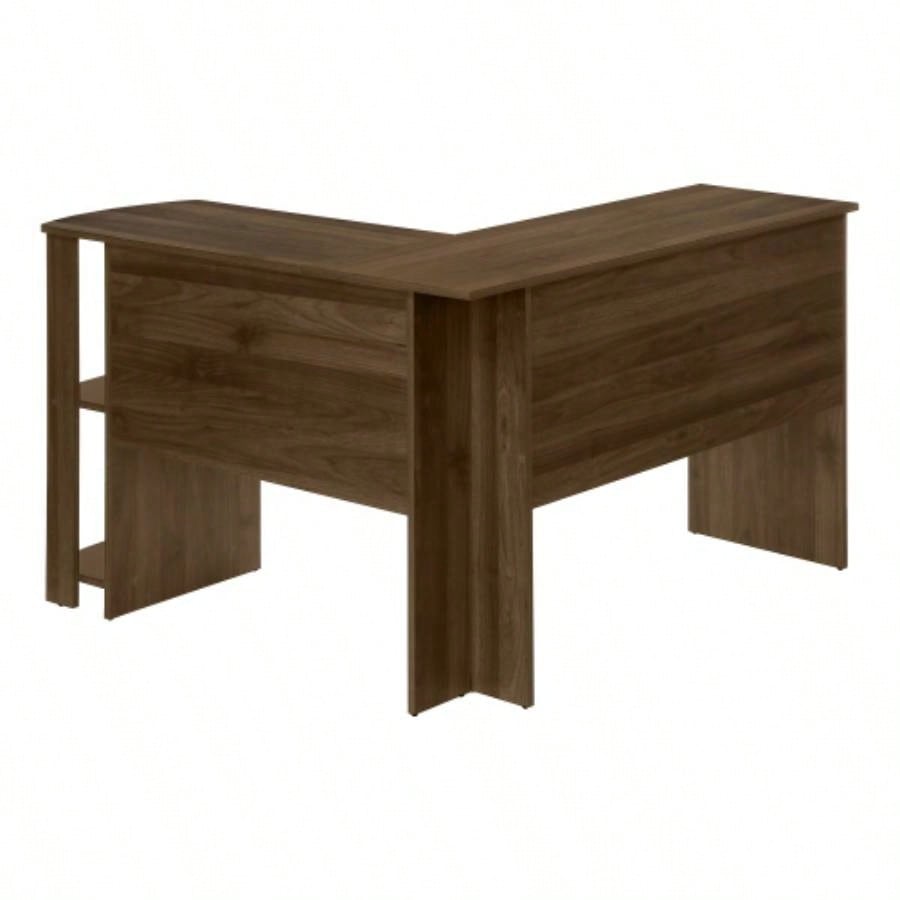 Computer Desk, Home Office, Corner, Storage Shelves, 48l, L Shape, Work, Laptop, Brown Laminate, Contemporary, Modern