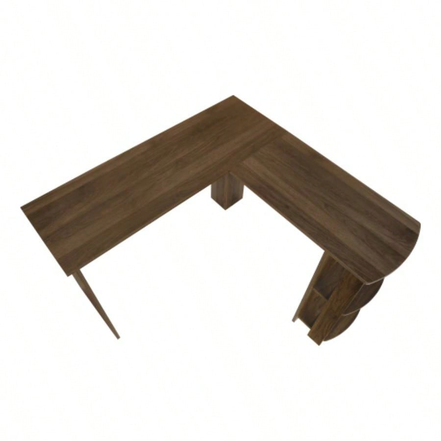 Computer Desk, Home Office, Corner, Storage Shelves, 48l, L Shape, Work, Laptop, Brown Laminate, Contemporary, Modern