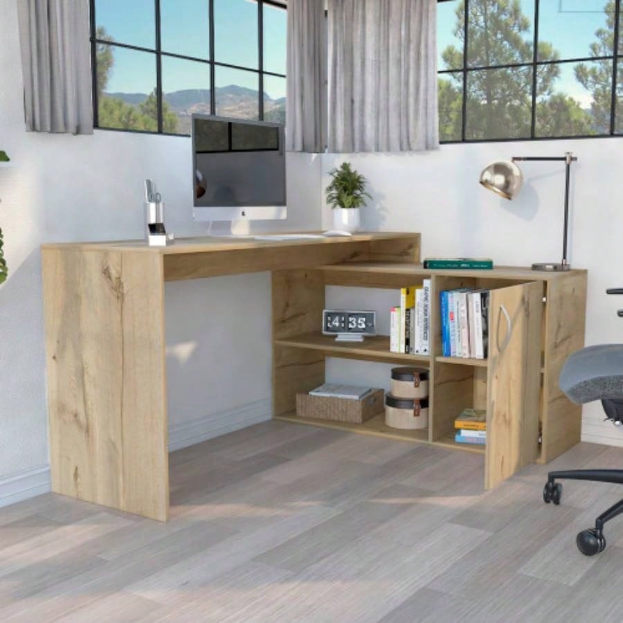 L - Shaped Desk Desti, Office, Light Oak