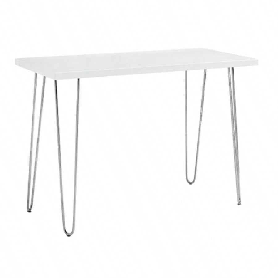 Mid - Modern Hairpin - Leg Computer Desk - White