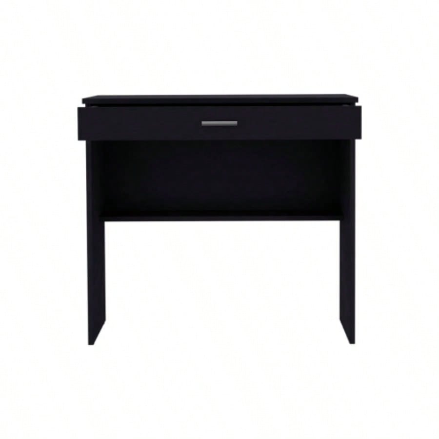 Montana Storage Desk, Spacious Stylish with Drawer and Shelf, Black